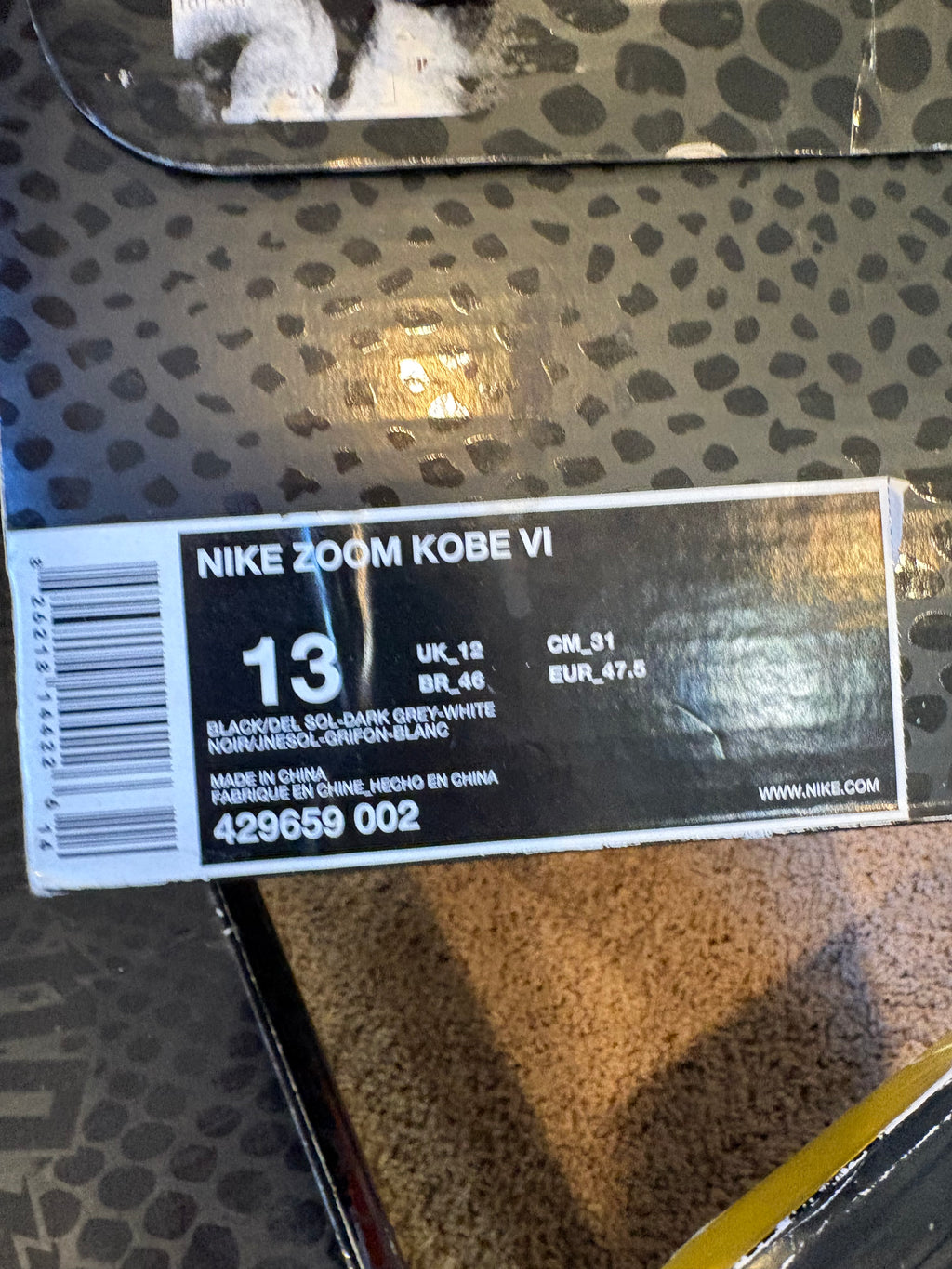 Size 13 - Kobe 6 "Black Del Sol"