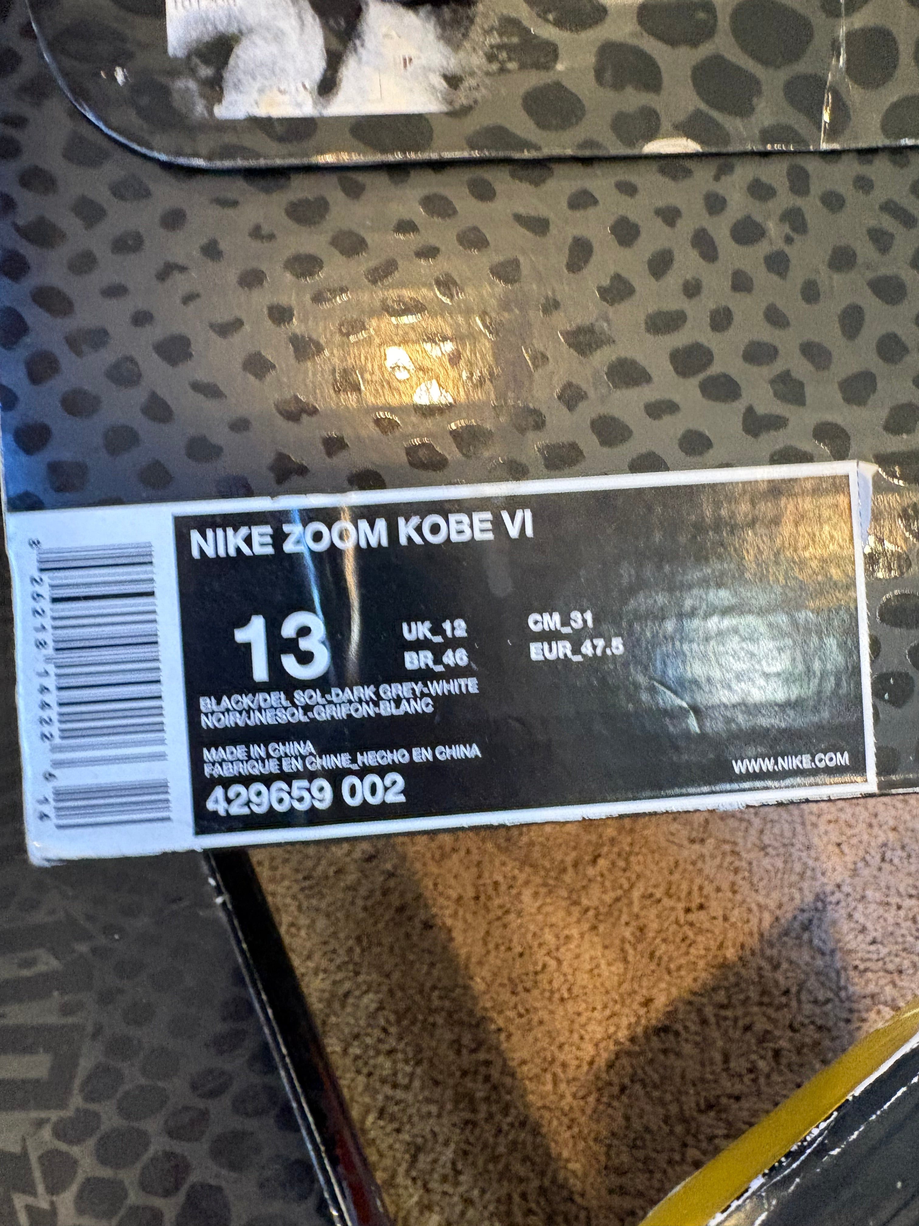Size 13 - Kobe 6 "Black Del Sol"
